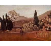 SERENDIPITP Vintage Picture Print on Canvas Wall Art Poster Les Jardins de la Villa in Tivoli dEste by Jean Baptiste Camille Corot Artwork Print Poster for Wall Decor 60x90cm