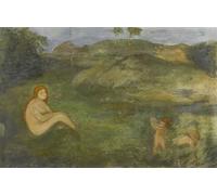 SERENDIPITP Vintage Picture Print on Canvas Wall Art Poster Nymph in Wiesengrund As a Representative of the Primitive by Arnold Böcklin Artwork Print Poster for Wall Decor 60x90cm