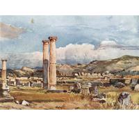 SERENDIPITP Vintage Picture Print on Canvas Wall Art Poster Olympia the Palaestra and Remains of the Temple of Zeus by Fulleylove Artwork Print Poster for Wall Decor 60x90cm