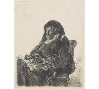 SERENDIPITP Vintage Picture Print on Canvas Wall Art Poster Rembrandt's mother in widow's dress and black gloves. by Rembrandt van Rijn Artwork Print Poster for Wall Decor 60x90cm
