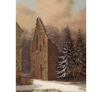 SERENDIPITP Vintage Picture Print on Canvas Wall Art Poster Ruine Einer Waldkapelle Im Schnee by Carl Gustav Carus Artwork Print Poster for Wall Decor 60x90cm