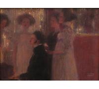 SERENDIPITP Vintage Picture Print on Canvas Wall Art Poster Schubert At the Piano Sketch by Gustav Klimt Artwork Print Poster for Wall Decor 60x90cm