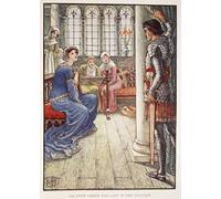SERENDIPITP Vintage Picture Print on Canvas Wall Art Poster Sir Owen Greets the Lady of the Fountain by Walter Crane Artwork Print Poster for Wall Decor 60x90cm