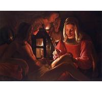 SERENDIPITP Vintage Picture Print on Canvas Wall Art Poster St Irene Removing Arrows From St Sebastians' Leg by Georges De La Tour Artwork Print Poster for Wall Decor 60x90cm