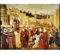 SERENDIPITP Vintage Picture Print on Canvas Wall Art Poster St Stephen Preaching by Vittore Carpaccio Artwork Print Poster for Wall Decor 60x90cm