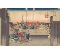 SERENDIPITP Vintage Picture Print on Canvas Wall Art Poster Stations One Morning View of Nihonbashi by Ando Hiroshige Artwork Print Poster for Wall Decor 60x90cm
