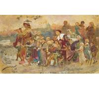 SERENDIPITP Vintage Picture Print on Canvas Wall Art Poster Study for ‘the Pied Piper of Hamelin’ by George John Pinwell Artwork Print Poster for Wall Decor 60x90cm