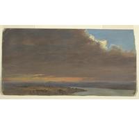 SERENDIPITP Vintage Picture Print on Canvas Wall Art Poster Sunset Hudson Valley New York by Frederic Edwin Church Artwork Print Poster for Wall Decor 60x90cm