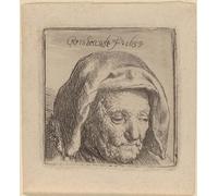 SERENDIPITP Vintage Picture Print on Canvas Wall Art Poster The artist's mother in a Cloth Headdress, Looking down by Rembrandt van Rijn Artwork Print Poster for Wall Decor 60x90cm
