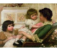 SERENDIPITP Vintage Picture Print on Canvas Wall Art Poster the Artist's Wife and Her Two Daughters by Henry Paget Artwork Print Poster for Wall Decor 60x90cm