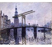 SERENDIPITP Vintage Picture Print on Canvas Wall Art Poster the Bridge Amsterdam by Claude Monet Artwork Print Poster for Wall Decor 60x90cm