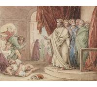 SERENDIPITP Vintage Picture Print on Canvas Wall Art Poster The Death of Ananias by John Martins Artwork Print Poster for Wall Decor 60x90cm