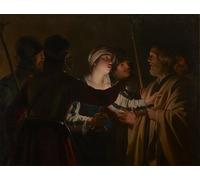 SERENDIPITP Vintage Picture Print on Canvas Wall Art Poster the Denial of St Peter by Gerrit Van Honthorst Artwork Print Poster for Wall Decor 60x90cm