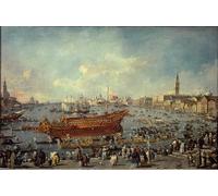 SERENDIPITP Vintage Picture Print on Canvas Wall Art Poster the Departure of the Bucentaur to the Lido for the Ascension Day Ceremony by Francesco Guardi Artwork Print Poster for Wall Decor 60x90cm