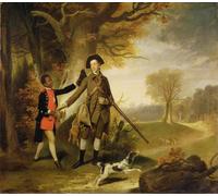 SERENDIPITP Vintage Picture Print on Canvas Wall Art Poster the Third of Richmond Out Shooting with His Servant by Johan Zoffany Artwork Print Poster for Wall Decor 60x90cm