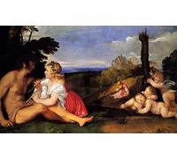 SERENDIPITP Vintage Picture Print on Canvas Wall Art Poster The Three Ages of Man Titian Artwork Print Poster for Wall Decor 60x90cm