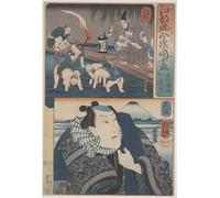 SERENDIPITP Vintage Picture Print on Canvas Wall Art Poster Two Views of Edo by Utagawa Kuniyoshi Artwork Print Poster for Wall Decor 60x90cm