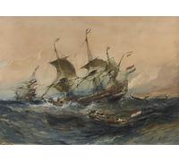 SERENDIPITP Vintage Wall Art Canvas Nordic Poster Canvas Print Picture Dutch Ships in a Storm by Eugene Isabey Wall Art Poster for Home Decor 60x90cm
