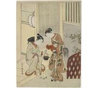 SERENDIPITP Vintage Wall Art Canvas Nordic Poster Canvas Print Picture Lovers Plying a Animal with Sake by Famous Artist Wall Art Poster for Home Decor 60x90cm