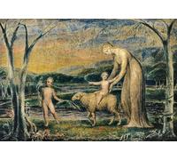SERENDIPITP Vintage Wall Art Canvas Nordic Poster Canvas Print Picture Our Lady with the Infant Jesus Riding on a Lamb with St John by William Blake Wall Art Poster for Home Decor 60x90cm
