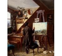 SERENDIPITP Vintage Wall Art Canvas Nordic Poster Canvas Print Picture Painting Horses In The Studio A Self Portrait Gustav Adolf Friedrich Wall Art Poster for Home Decor 60x90cm