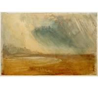 SERENDIPITP Vintage Wall Art Canvas Nordic Poster Canvas Print Picture Rain Clouds Sweeping Over a Beach: Possibly Near Dunstanbrough Castle by Mallord William Turner for Home Decor 60x90cm