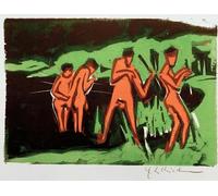 SERENDIPITP Vintage Wall Art Canvas Nordic Poster Canvas Print Picture Reeds throwing bats by Ernst Ludwig Kirchner Wall Art Poster for Home Decor 60x90cm
