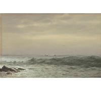 SERENDIPITP Vintage Wall Art Canvas Nordic Poster Canvas Print Picture Rocks and Breaking Waves by William Trost Richards Wall Art Poster for Home Decor 60x90cm
