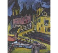 SERENDIPITP Vintage Wall Art Canvas Nordic Poster Canvas Print Picture Rowing Boat Under the Bridge by Ernst Ludwig Kirchner Wall Art Poster for Home Decor 60x90cm