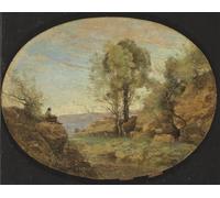 SERENDIPITP Vintage Wall Art Canvas Nordic Poster Canvas Print Picture Shepherd Overlooking a Gorge by Jean Baptiste Camille Corot Wall Art Poster for Home Decor 60x90cm