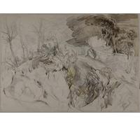 SERENDIPITP Vintage Wall Art Canvas Nordic Poster Canvas Print Picture Shrubs and Trees in Landscape by John Ruskin Wall Art Poster for Home Decor 60x90cm