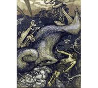 SERENDIPITP Vintage Wall Art Canvas Nordic Poster Canvas Print Picture Sigurd the Dragon Slayer Par Rackham Arthur by Arthur Rackham Wall Art Poster for Home Decor 60x90cm