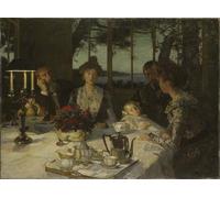 SERENDIPITP Vintage Wall Art Canvas Nordic Poster Canvas Print Picture Talking in the Twilight Talking in the Twilight by Lucien Simon Wall Art Poster for Home Decor 60x90cm