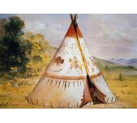 SERENDIPITP Vintage Wall Art Canvas Nordic Poster Canvas Print Picture Teepee of the Tribe by George Catlin Wall Art Poster for Home Decor 60x90cm