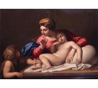 SERENDIPITP Vintage Wall Art Canvas Nordic Poster Canvas Print Picture the Lady and Sleeping Child with Saint the Baptist by Annibale Carracci Wall Art Poster for Home Decor 60x90cm