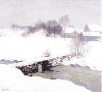 SERENDIPITP Vintage Wall Art Canvas Nordic Poster Canvas Print Picture the White Mantle by Willard Leroy Metcalf Wall Art Poster for Home Decor 60x90cm