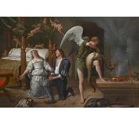 SERENDIPITP Vintage Wall Art Canvas Nordic Poster Canvas Print Picture Tobias and Sarah Pray While Raphael Binds the Demon by Jan Havickszoon Steen Wall Art Poster for Home Decor 60x90cm