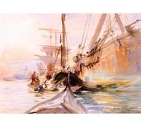 SERENDIPITP Vintage Wall Art Canvas Nordic Poster Canvas Print Picture Unloading Boats by John Singer Sargent Wall Art Poster for Home Decor 60x90cm