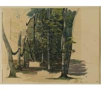 SERENDIPITP Vintage Wall Art Canvas Nordic Poster Canvas Print Picture Wood with Garlanded Trees and Figures by Felix Mendelssohn Wall Art Poster for Home Decor 60x90cm