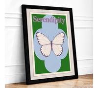Serendipity Butterfly Mid-Century Framed Wall Art Print A4 (29.7×21cm) Black, Wall Decor for Living Room, Bedroom, Office & Home, Ready to Hang, Art Gift