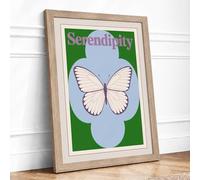 Serendipity Butterfly Mid-Century Framed Wall Art Print A4 (29.7×21cm) Oak, Wall Decor for Living Room, Bedroom, Office & Home, Ready to Hang, Art Gift