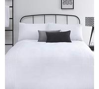 Serene Amalfi Pintuck Duvet Cover - White Single Bedding Set (140 x 200cm) - Luxury Hotel Style Pinch Pleat Quilt Cover - Soft Easy Care Polycotton - Elegant White Bedroom Decor