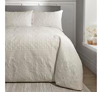 Serene Avery Stripe Natural Pinsonic Duvet Cover - Single Size (140 x 200cm) - Embossed Reversible Bedding Set with Traditional Jacquard Look - Luxury Duvet Cover