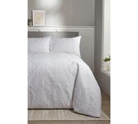Serene Avery Stripe White Pinsonic Duvet Cover - Single Size (140 x 200cm) - Embossed Design - Soft & Lightweight - Luxury Traditional Bedding for Guest Rooms or Teen Bedrooms