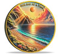 Serene Bay Serenity Prayer Sobriety Coin - Inspirational One Day at a Time Sobriety Chip AA Medallion with Protective Case