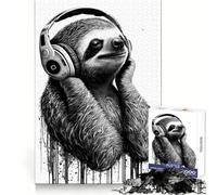 Serene Beats Sloth Art 1000 Piece Jigsaw Puzzles for Teenagers Jigsaw Think Game Calm Mind Quality Edge (38x26cm)