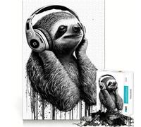 Serene Beats Sloth Art 1000 Piece Jigsaw Puzzles for Teenagers Jigsaw Think Game Calm Mind Quality Edge (38x26cm)