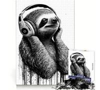 Serene Beats Sloth Art Jigsaw Puzzle 1000 Piece for Teenagers Strengthen Recall Calm Relax Quality Edge Perfect Present (38x52cm)