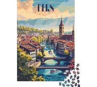 Serene Bern Cityscape Travel Puzzle 1000 Pieces, Vintage Architecture Destination, Birthday Gift for Home Décor Fans, Decorative Artwork, Paper Board, 70x50cm/1000pcs