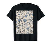 Serene Blue Floral Pattern T-Shirt